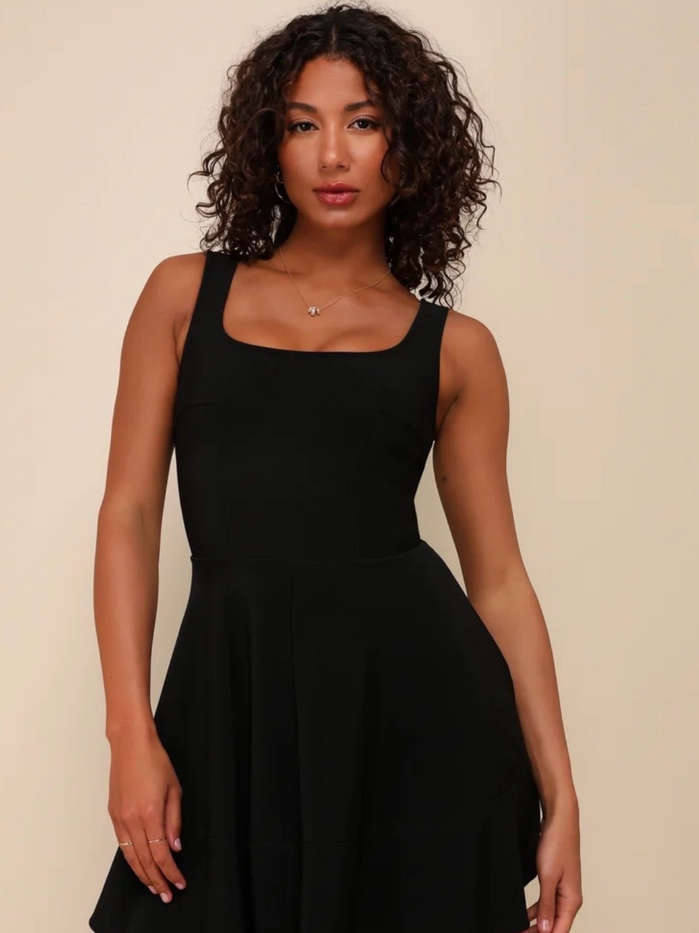 Lulus Black Square-Neck dress